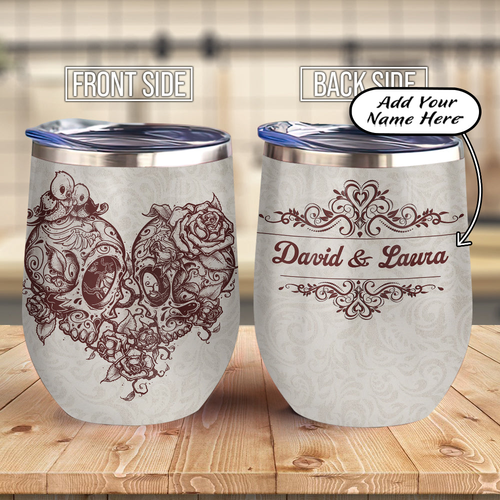 Personalized Married Skull Couple Acaa0907003Z Wine Tumbler