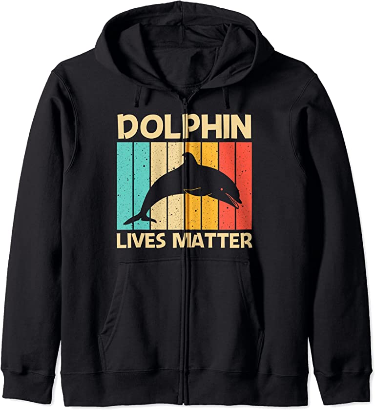 Cool Dolphin For Men Women Dolphins Beluga Whale Sea Animal Zip Hoodie