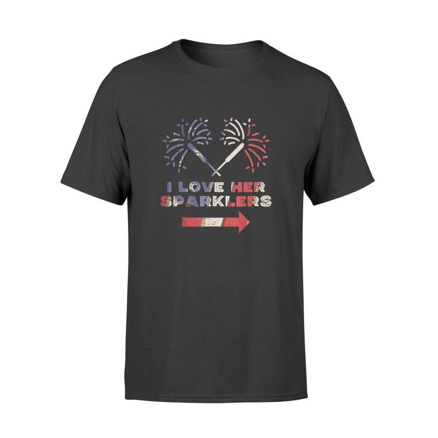 4th of July Love Her Sparklers Matching Couple Shirts – Standard T-shirt