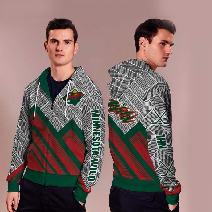 Black Cross Line Minnesota Wild Zip Hoodie