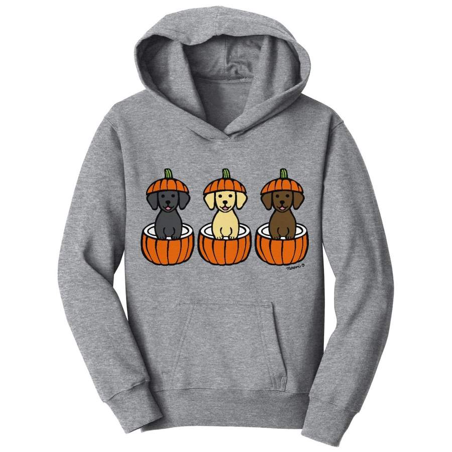 3 Pumpkin Lab Pups – Kids’ Unisex Hoodie Sweatshirt