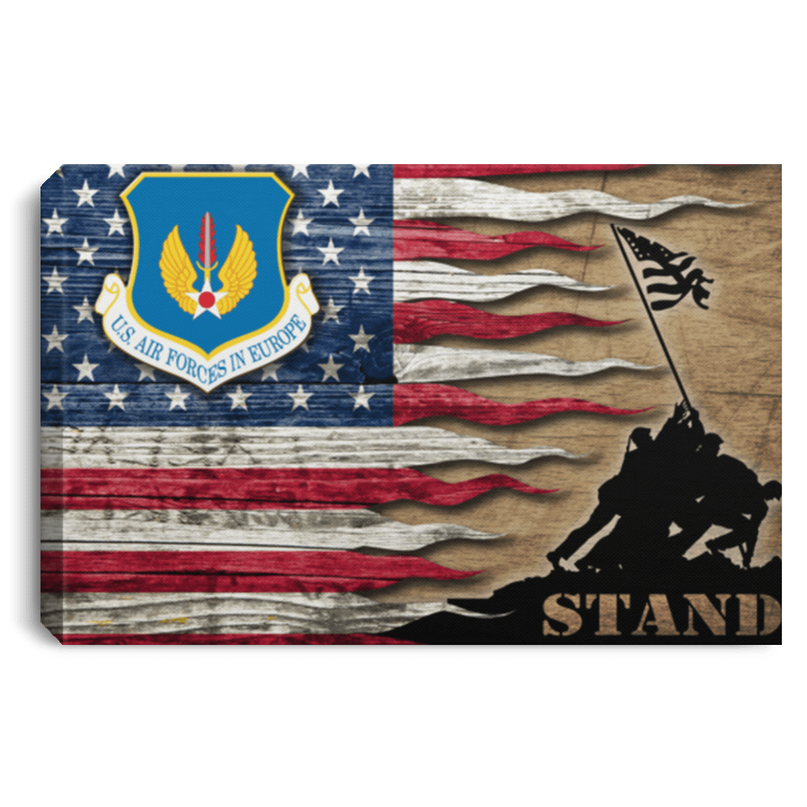 United States Air Forces In Europe Stand For The Flag 24X16 Inches  Landscape Canvas .75In Frame