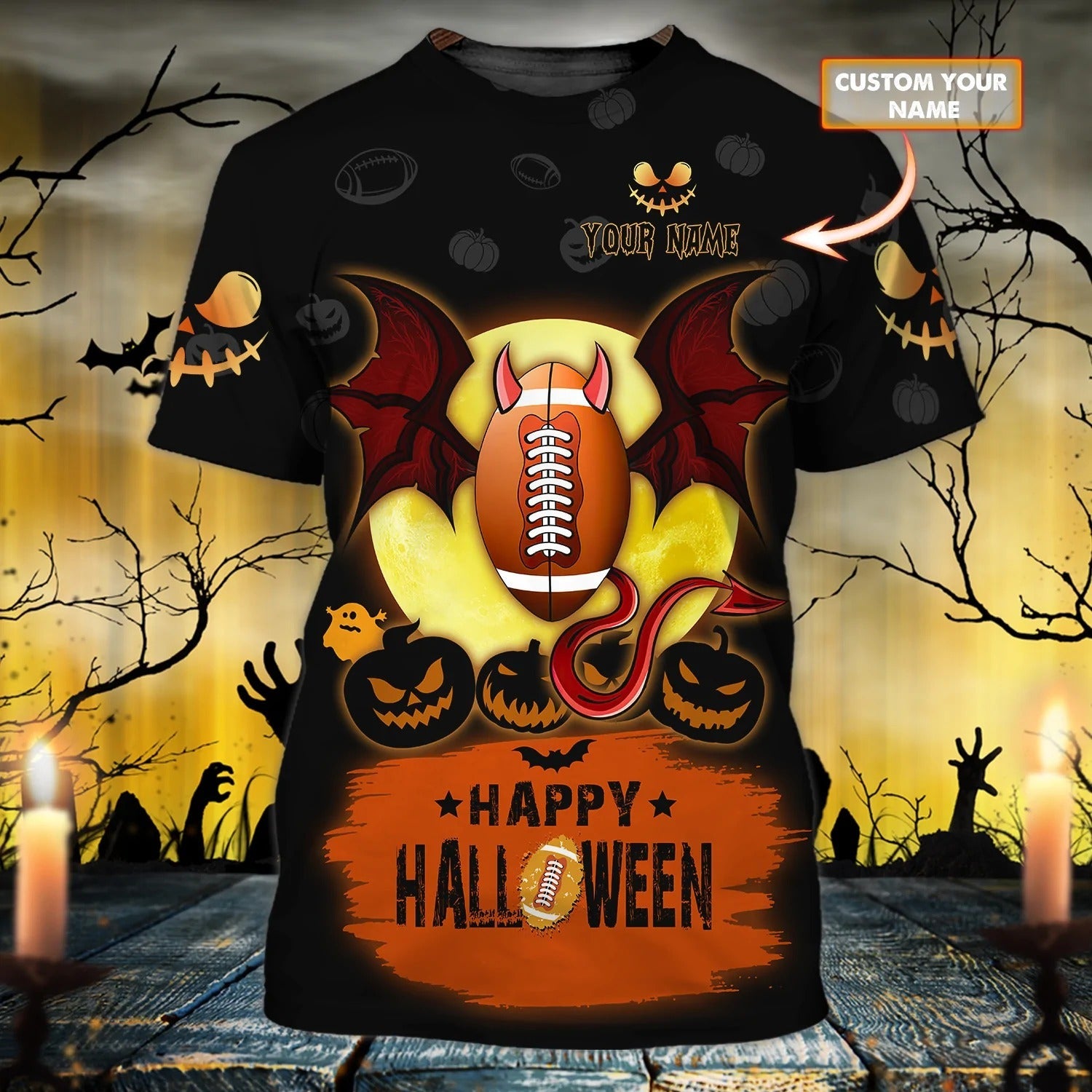 Customized Football Player Shirt For Halloween American Football Halloween 3D Tshirt