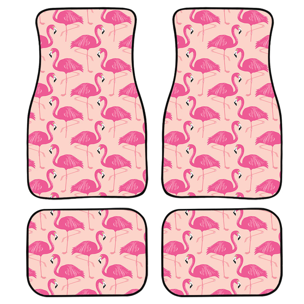 Pink Flamingo Pattern Print Front And Back Car Floor Mats, Front Car Mat