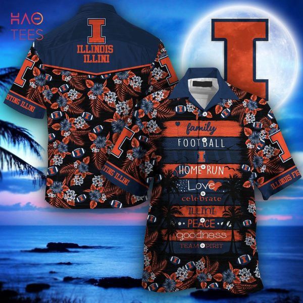 NCCA Illinois Fighting Illini Orange Black Trendy Hawaiian Shirt Aloha Shirt