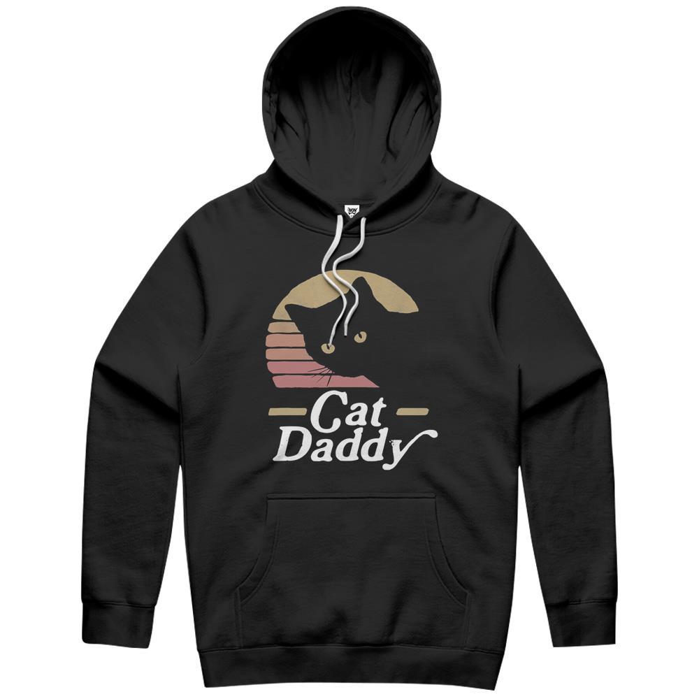 Cat Daddy Vintage Eighties Style Cat Retro Distressed Hoodie