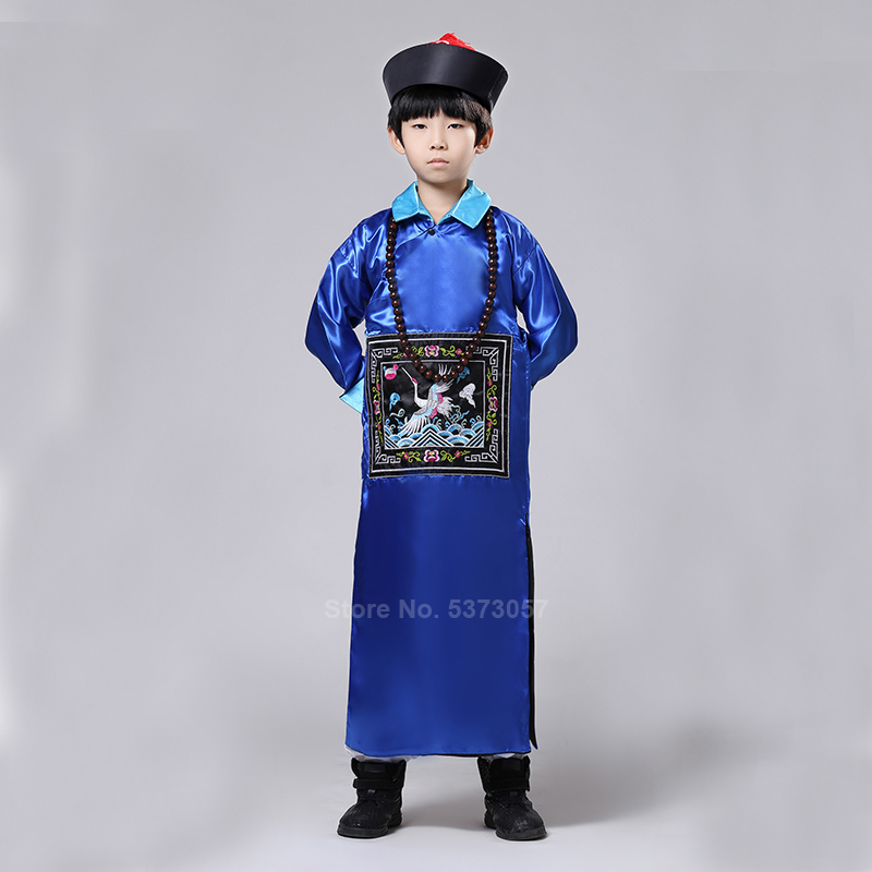 2022 Kids Halloween Scary Chinese Traditional Zombie Costumes Qing Dynasty Ancient Official Minister Vampire Tang Suits For Boys alx