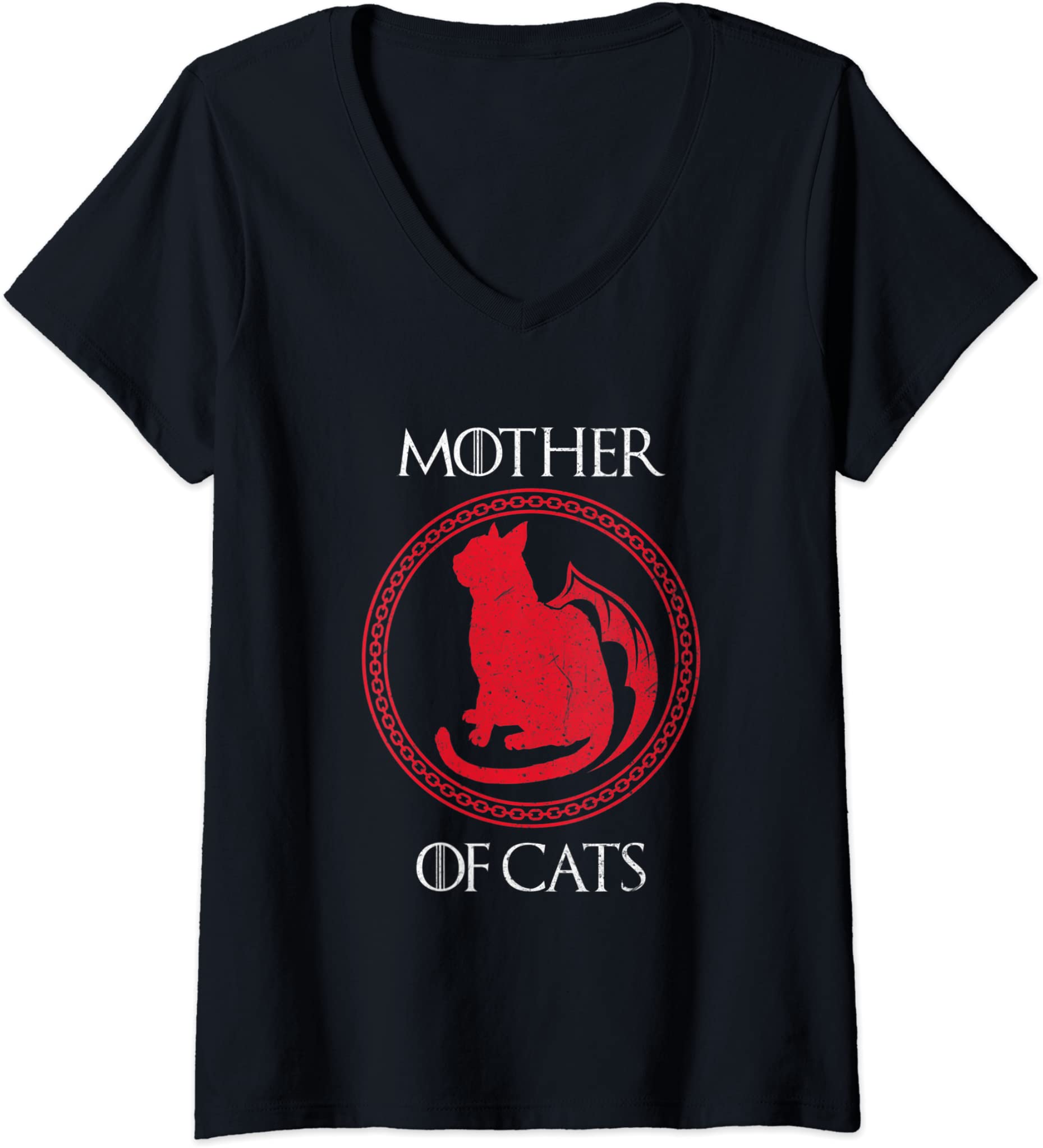 Womens Mother of Cats Kitten Funny Mama Mom-my Animal Pet Lover V-Neck