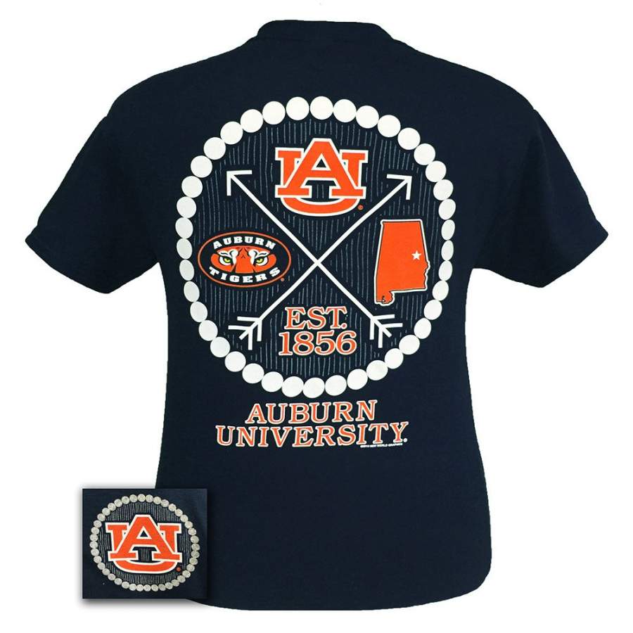 Auburn Tigers War Eagle Preppy Arrow Pearls Bright T-Shirt