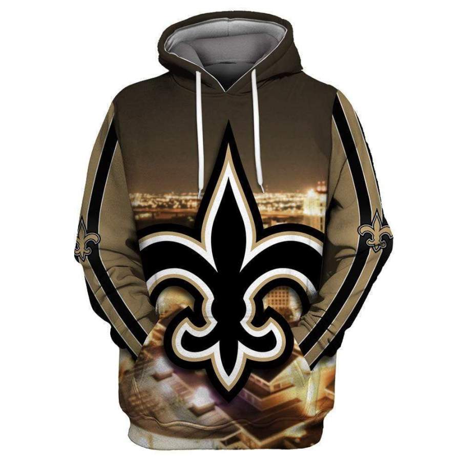 New Orleans Saints Printed Hooded Pocket Pullover Sweater