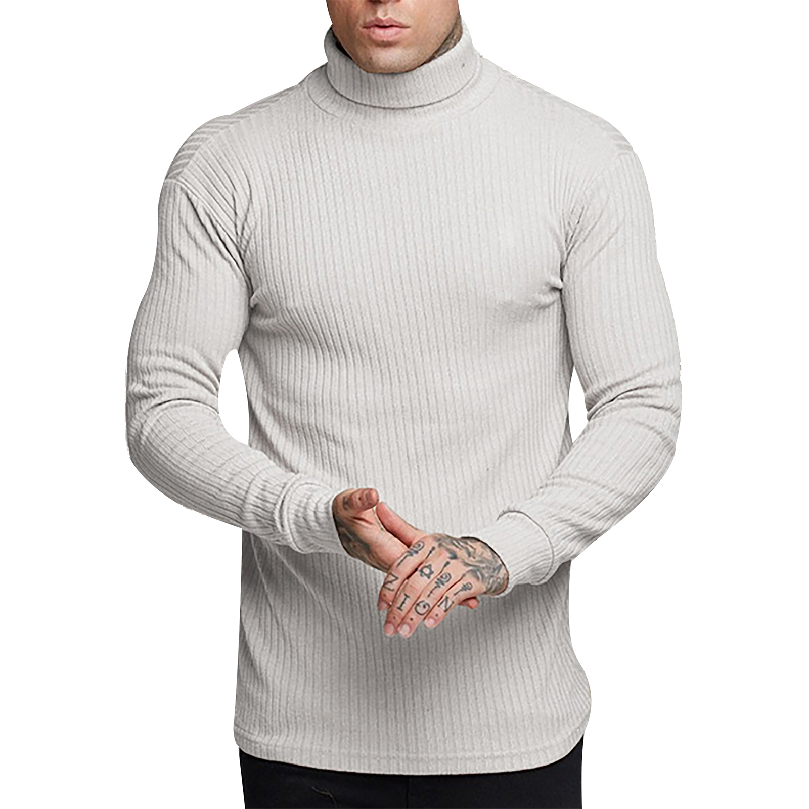 Soft Warm Knitted Sweaters Men Casual Stretchy Fitness Hiking Tops Turtle Neck Long Sleeve Pullover Slim Fit Sweater Man T-Shirt alx