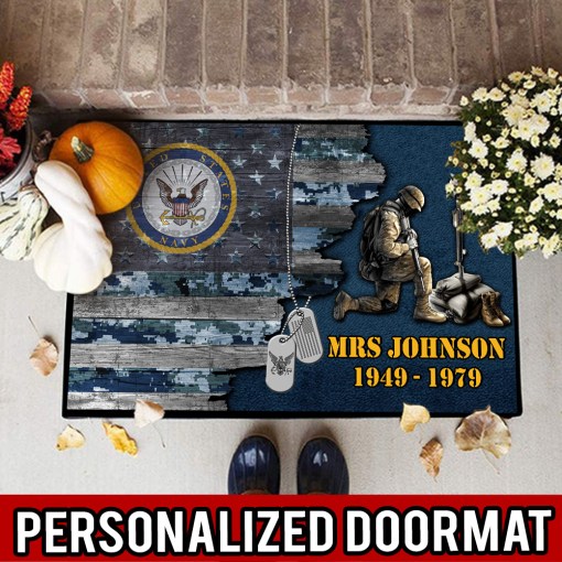 Personalized Navy, Dm16, Front Door Mat, Front Door Rug, Doormat All Over Printed (6228)