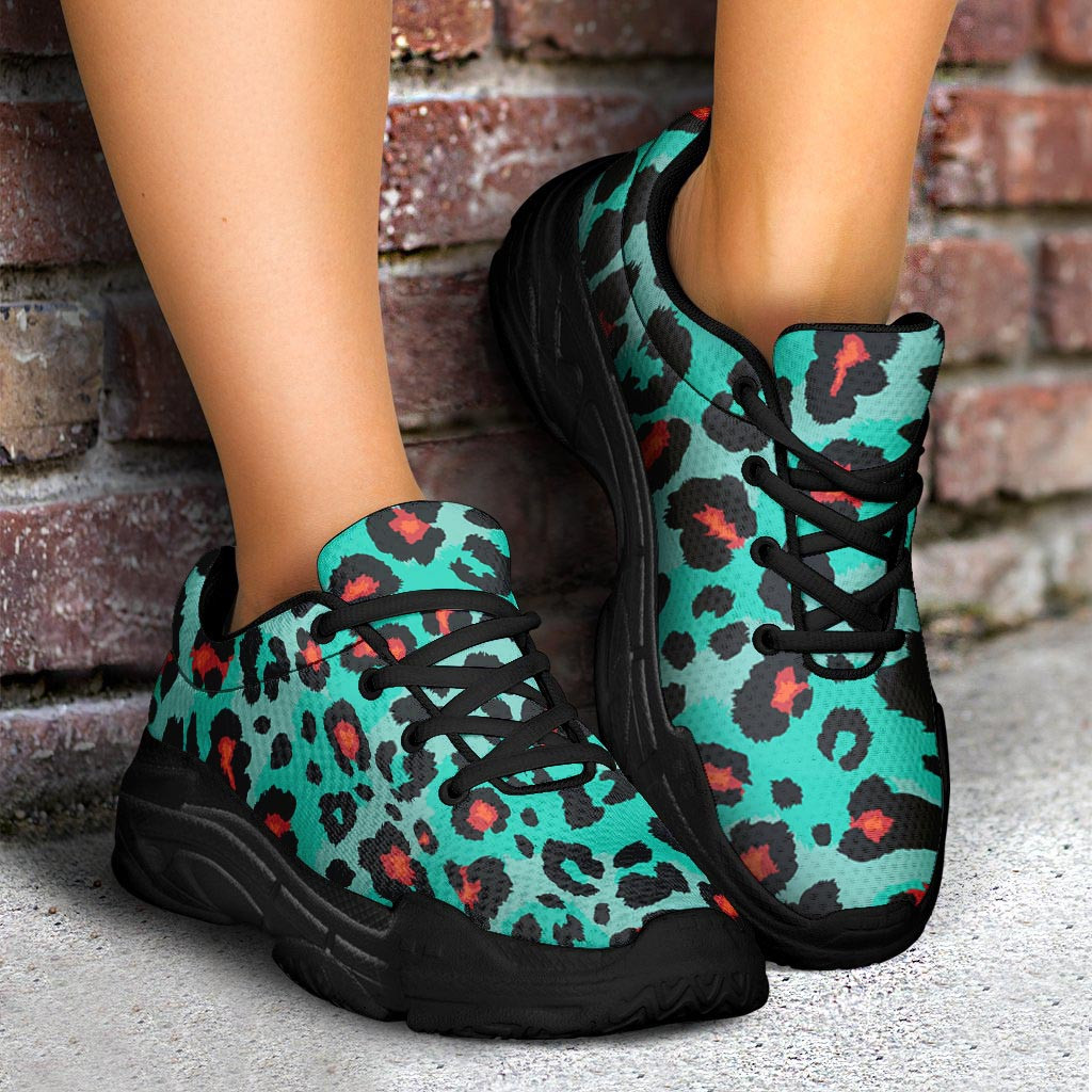 Teal Leopard Chunky Sneaker Art 645