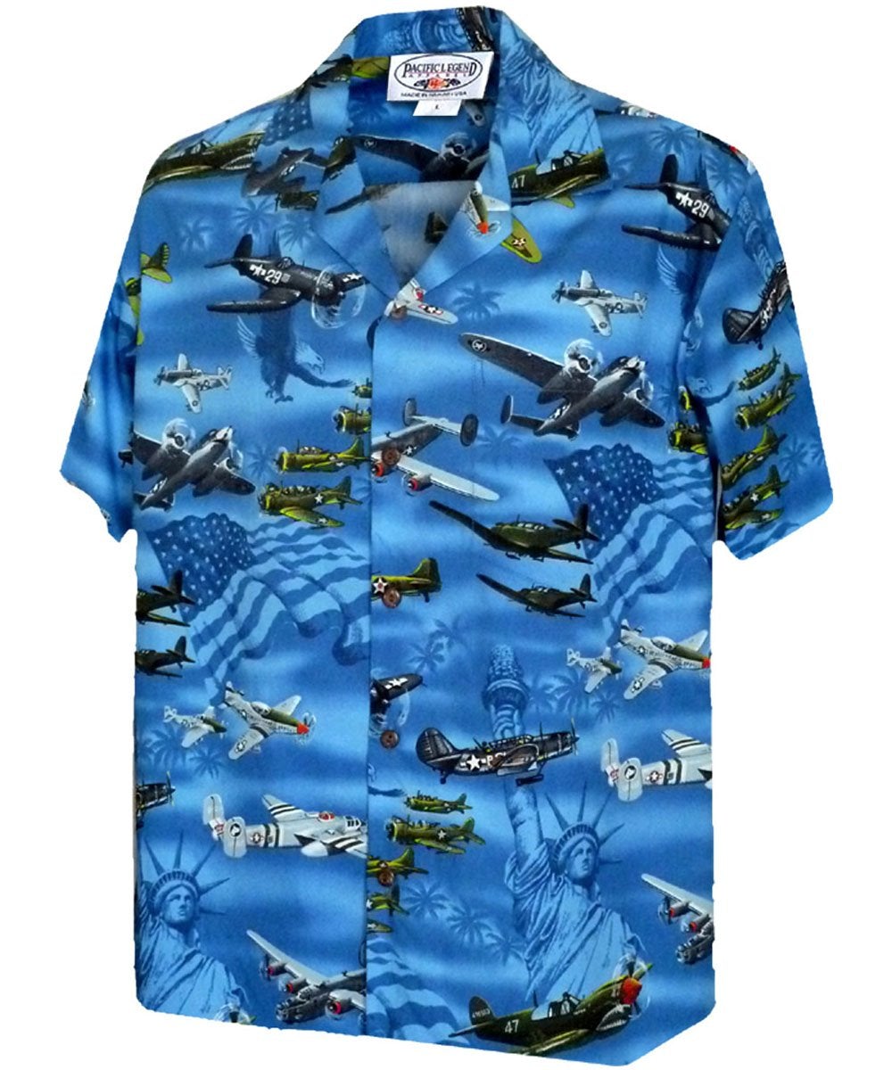 Vintage Wings Of Liberty Blue Hawaii Summer Shirt Ha43756