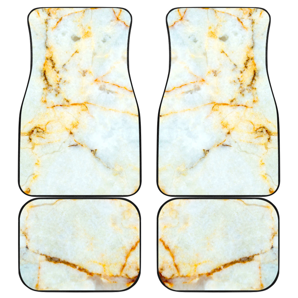 Natural Gold Marble Print Front And Back Car Floor Mats, Front Car Mat