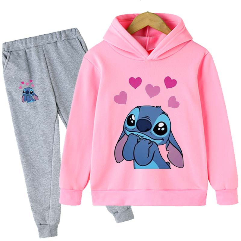 Spring Autumn Boys Stitch 2pcs sets Baby Boys Girls Clothes Hoodie + Pants Kids Sport stitch Suit Stich Sweatshirts Sport Suit alx