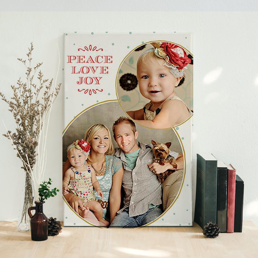 ViticStore™ Peace & Joy, Customize Family Picture&Name – Christmas canvas for decor, family gift, home decor, christmas gift