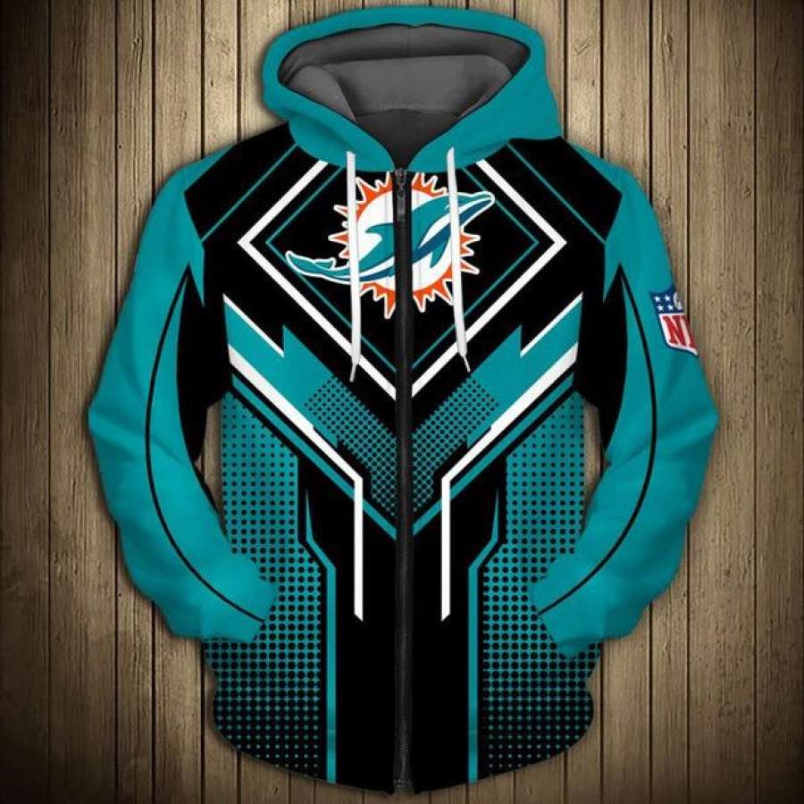 Miami Dolphins Square Lattice Zipper Hoodie