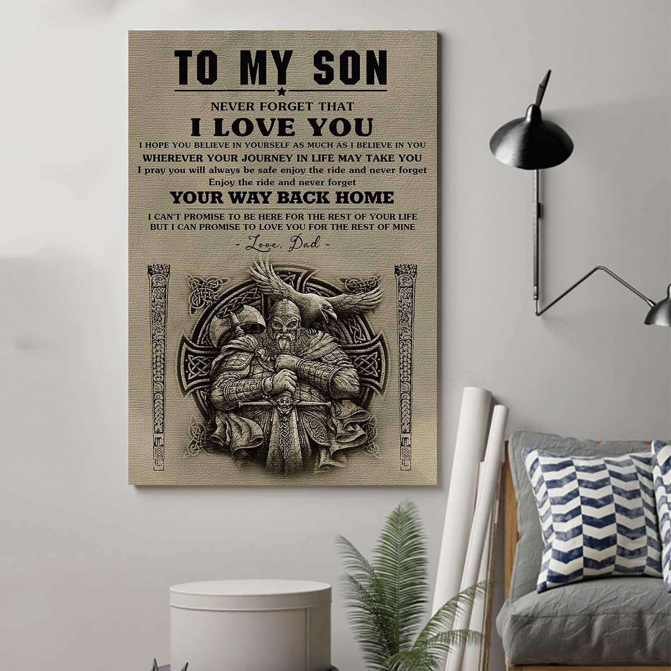 Poster for Room Aesthetic -Command Strips Wall Decor – Hn303 Viking Poster – Dad to Son – Your Way Back Home