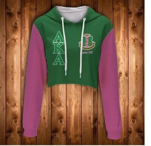 Alpha Kappa Alpha Sorority Inc 1908 Ivy Leaf Green Crop Top Hoodie