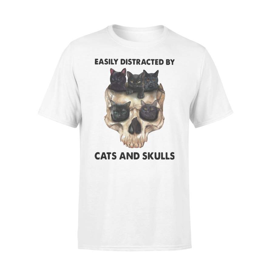 Easily Distracted By Black Cats And Skulls T-shirt