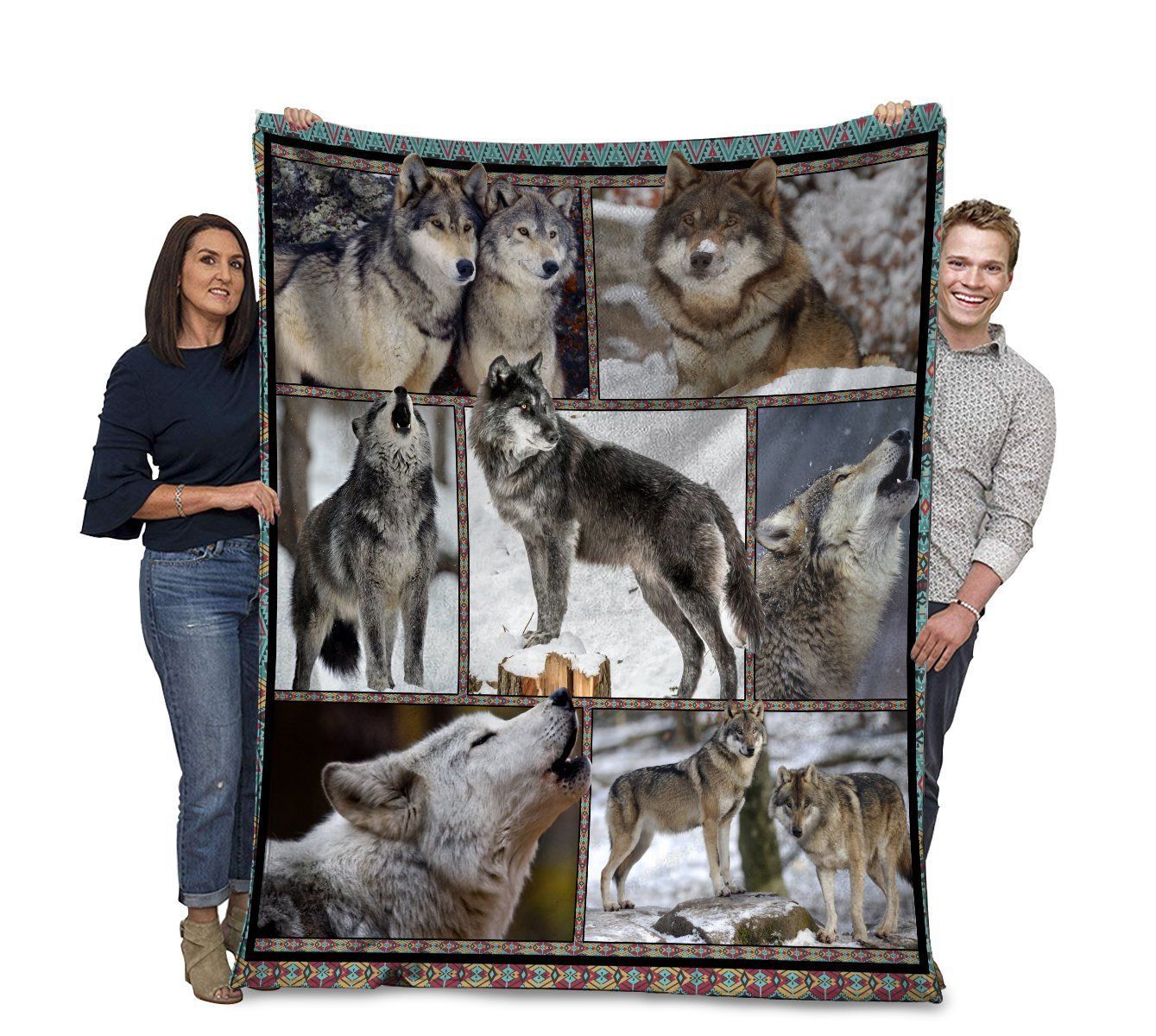 3D Animals Lover Grey Wolf Fleece Blanket