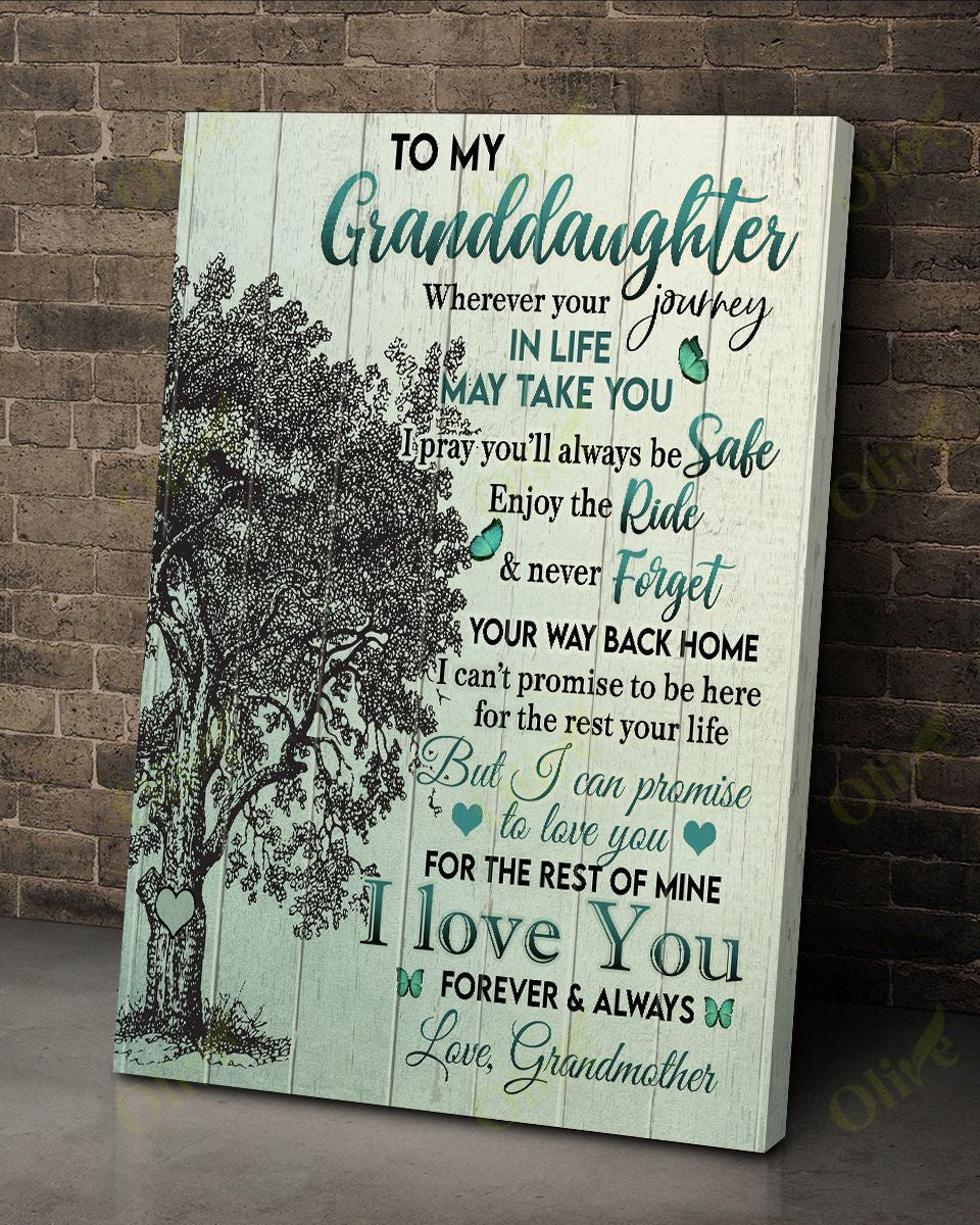 To My Granddaughter, Never Forget Way Back Home Canvas Wall Art Home Decor