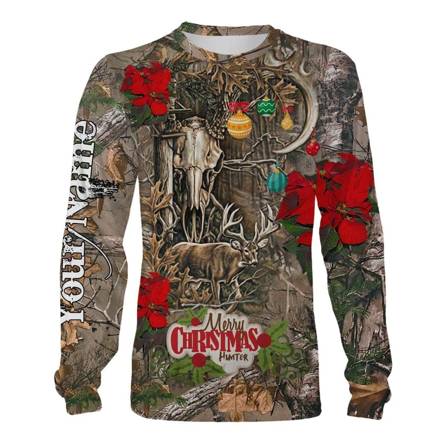 Hunting Christmas T-shirt, Sweatshirt, Long sleeves, Hoodie Custom name 3D All over printing  – personalized gifts for hunters Christmas hunting gift for men, women and Kid – FSD522