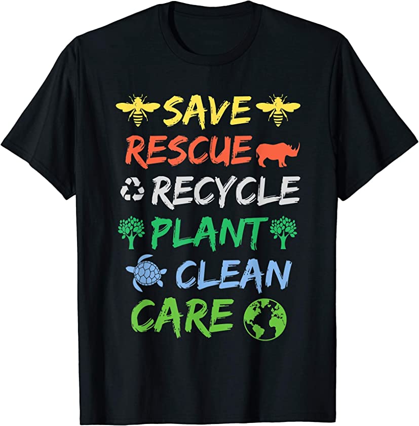 Save Bees Rescue Animals Recycle Earth Day Men Women Kids T-Shirt