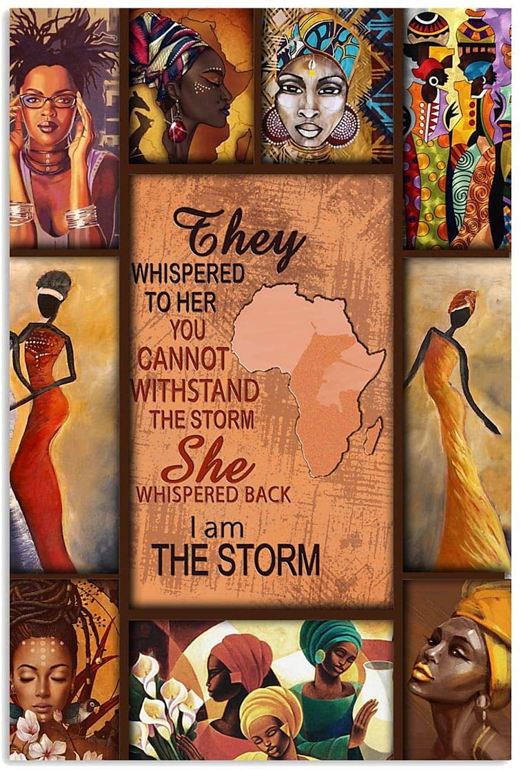 Black Queen African American Girl I Am The Storm Melanin Wall Art Hanging Poster Painting Paper Photography Abstract Watercolor Living, Bedroom, Home Decor, No Frame