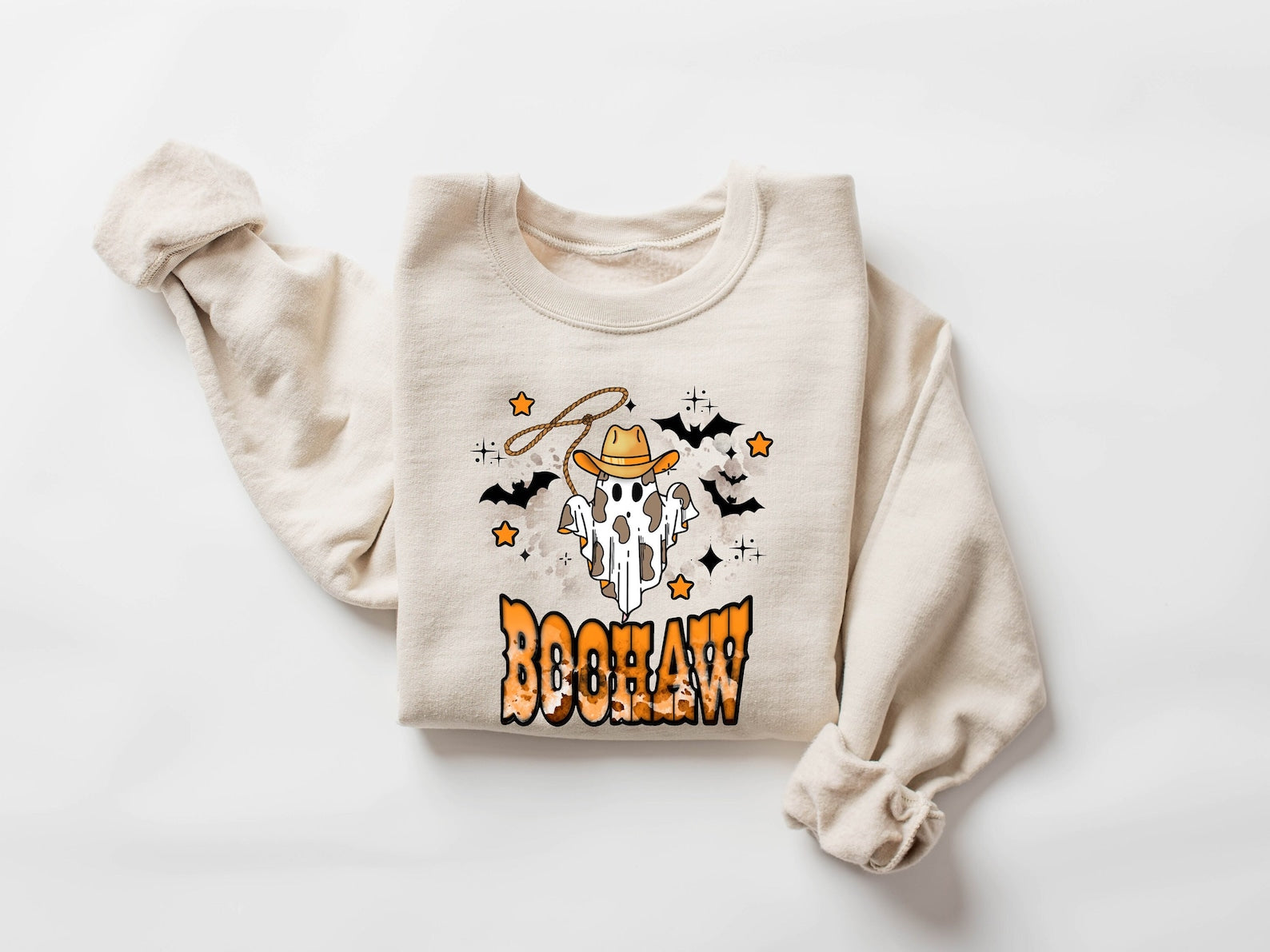 Cute Ghost Halloween Sweatshirt 2D Crewneck Sweatshirt All Over Print Sweatshirt For Women Sweatshirt For Men Sws3845