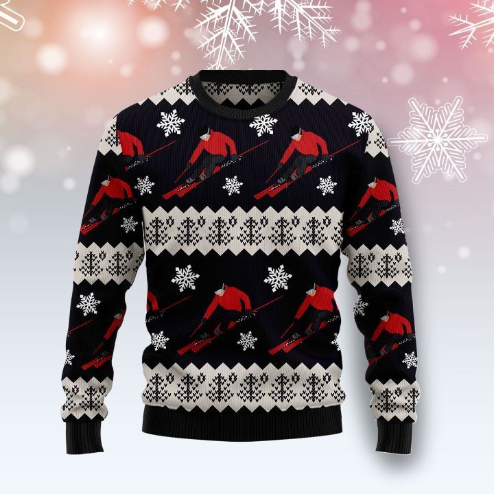 Skiing Christmas Ugly Sweater