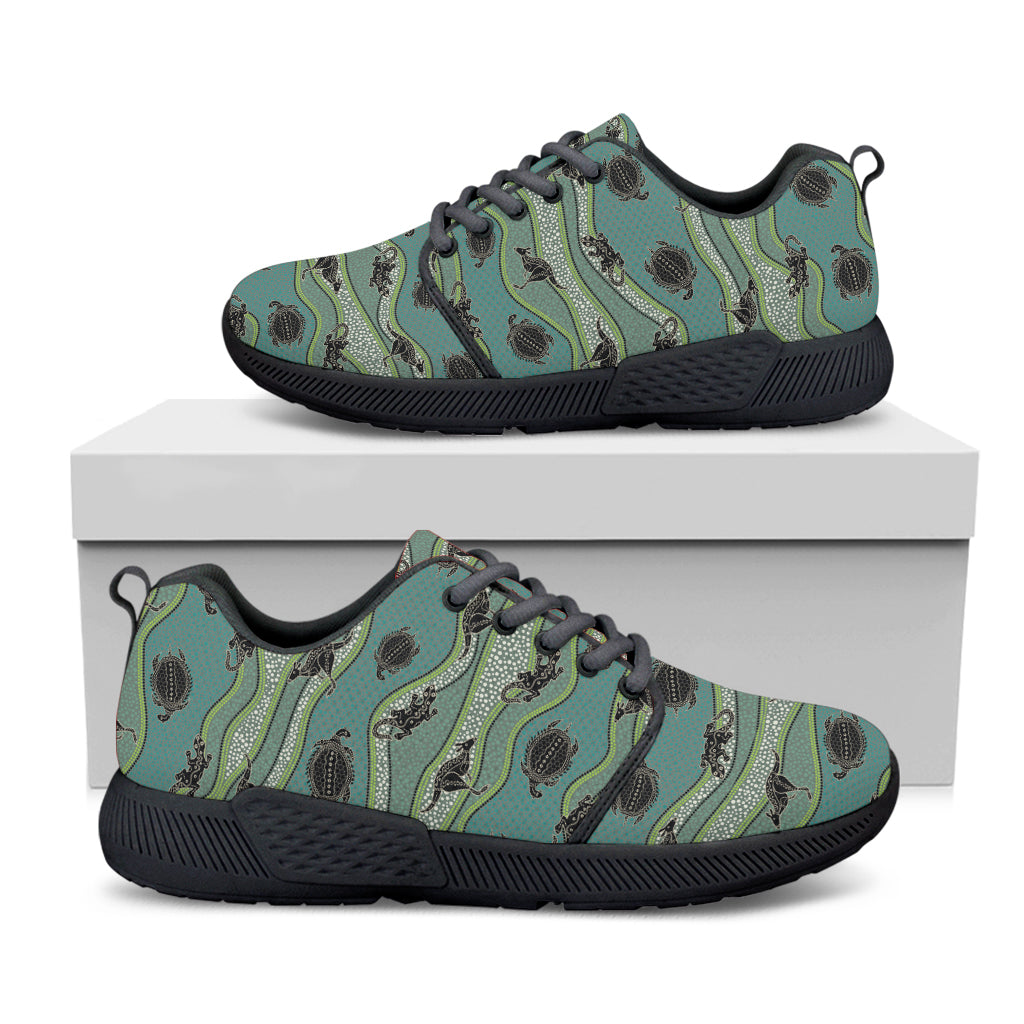 Aboriginal Animals Pattern Print Black Athletic Shoes