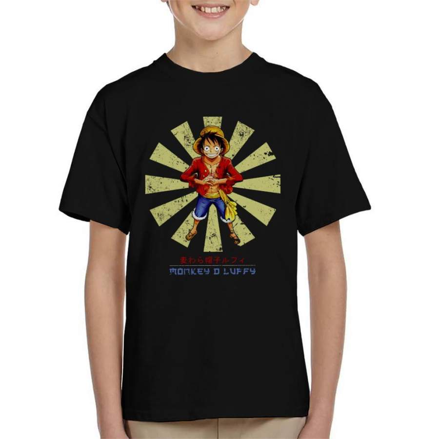 Monkey D Luffy Retro Japanese One Piece Kid’s T-shirt