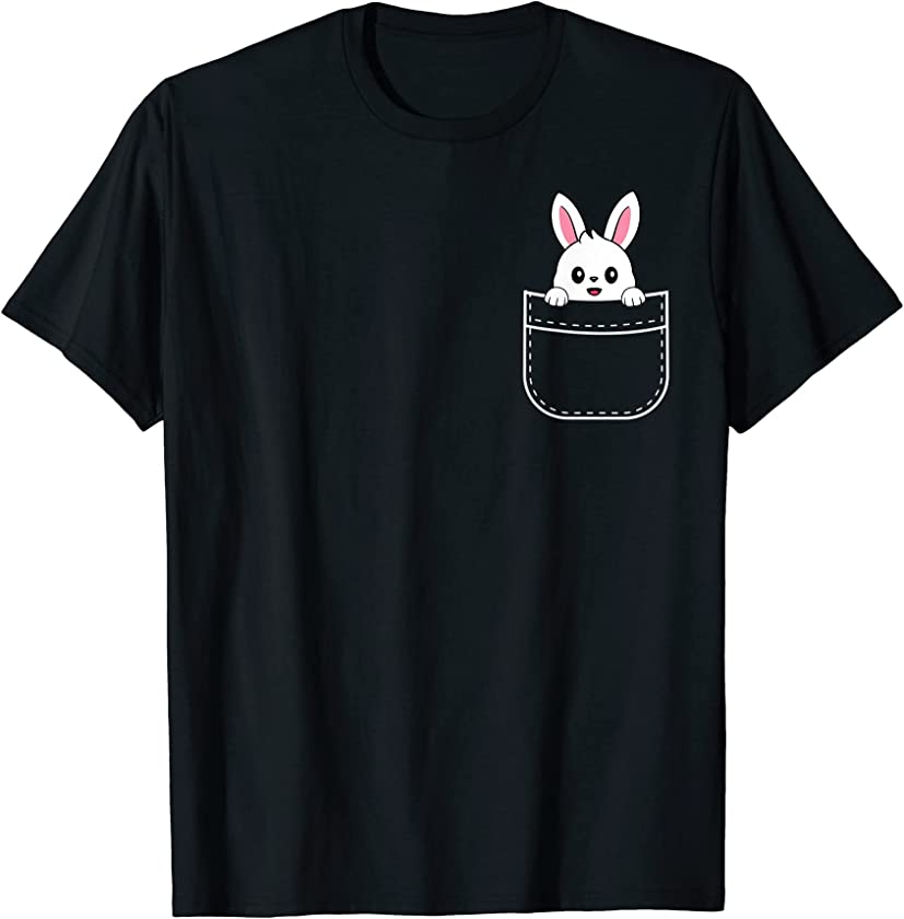 Cute Bunny Pocket Easter For Girls Kids Rabbit Lover T-Shirt