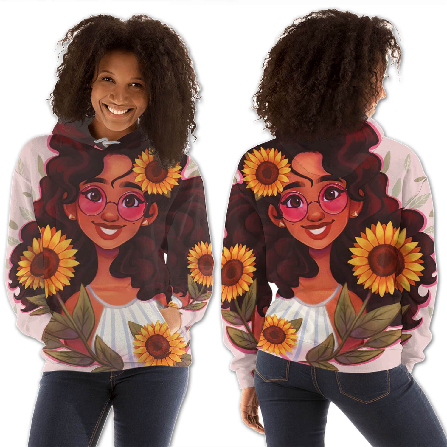 African American Hoodies Beautiful Afro Girl All Over Print Womens Hooded Sweatshirt African Fashion Styles BPS31061