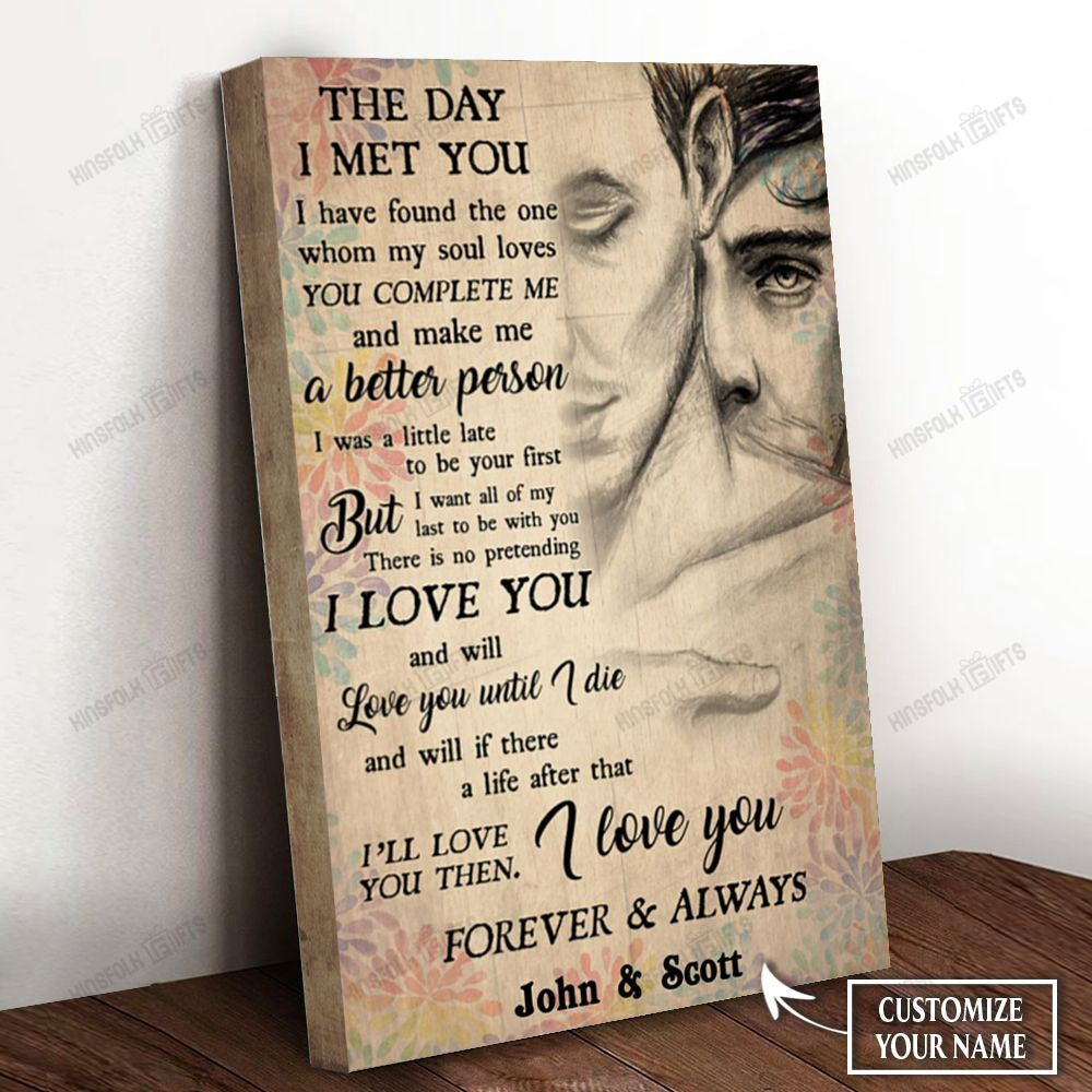 Gay Couple Sketch The Day Personalized Canvas Poster Wall Art, Poster Print, Canvas Print Wall Decor