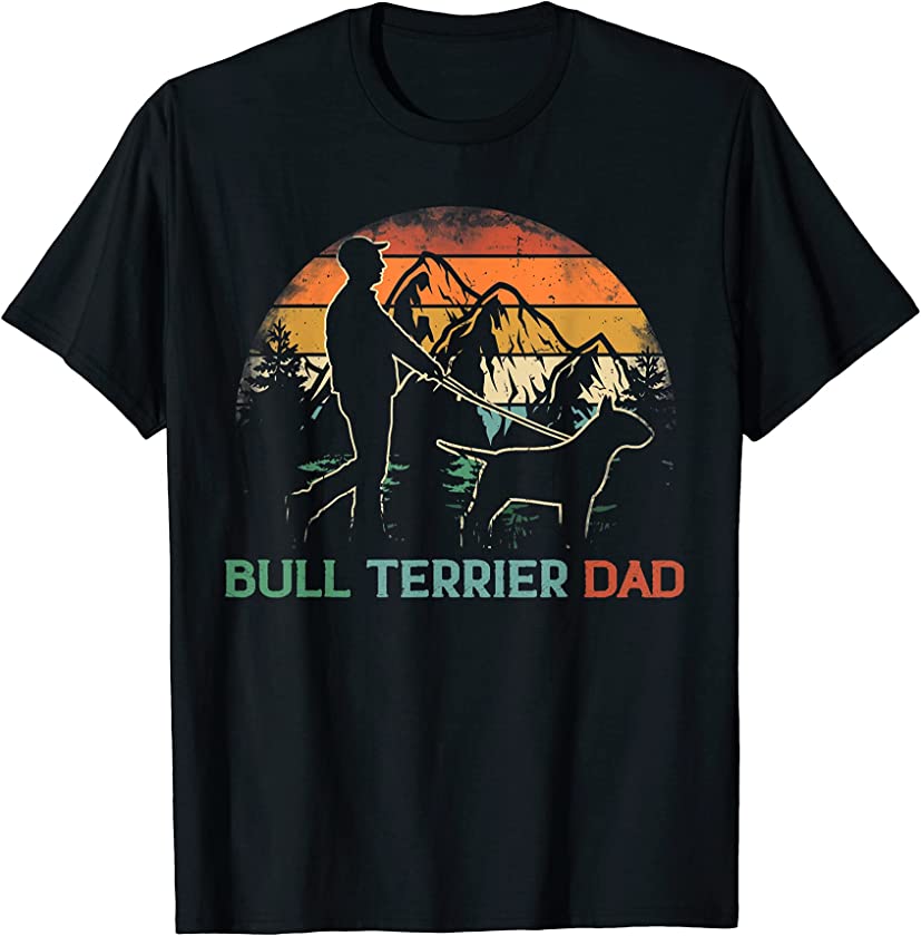 Vintage Retro Bull Terrier Dad Funny Father’s Day T-Shirt