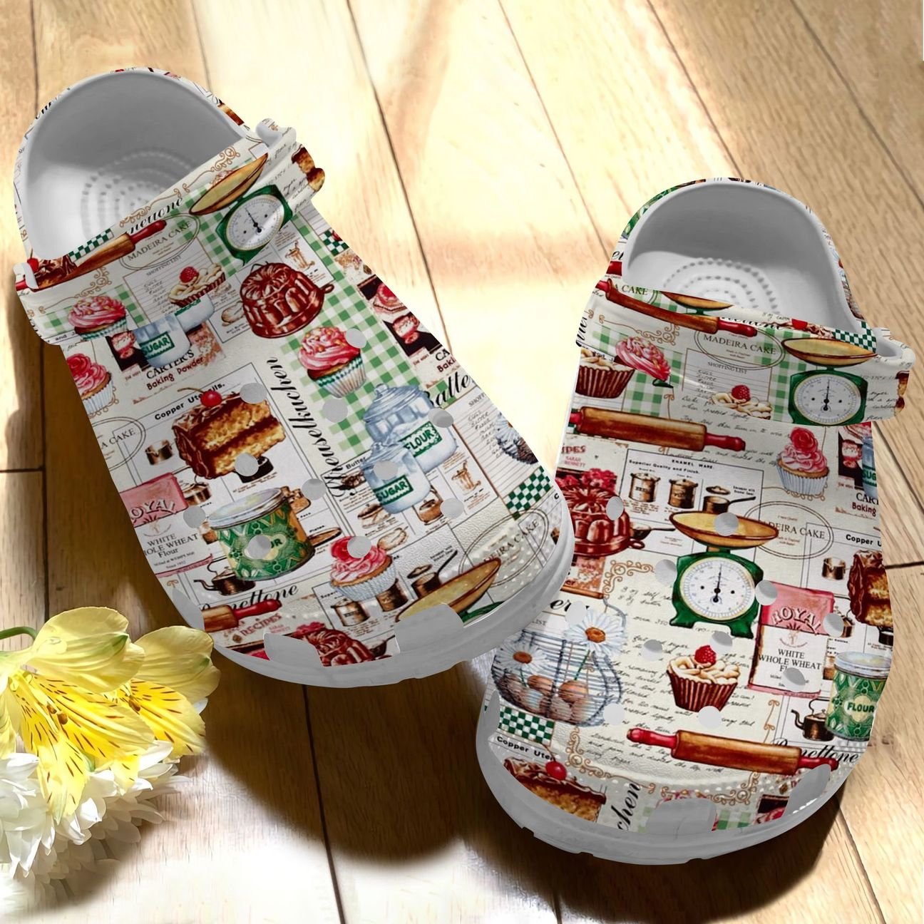 Baking Personalize Clog, Custom Name, Text, Fashion Style For Women, Men, Kid, Print 3D Whitesole I Love Baking