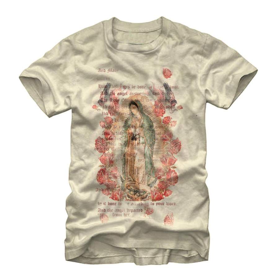 Aztlan Men’s Virgin Mary  T Shirt Cream