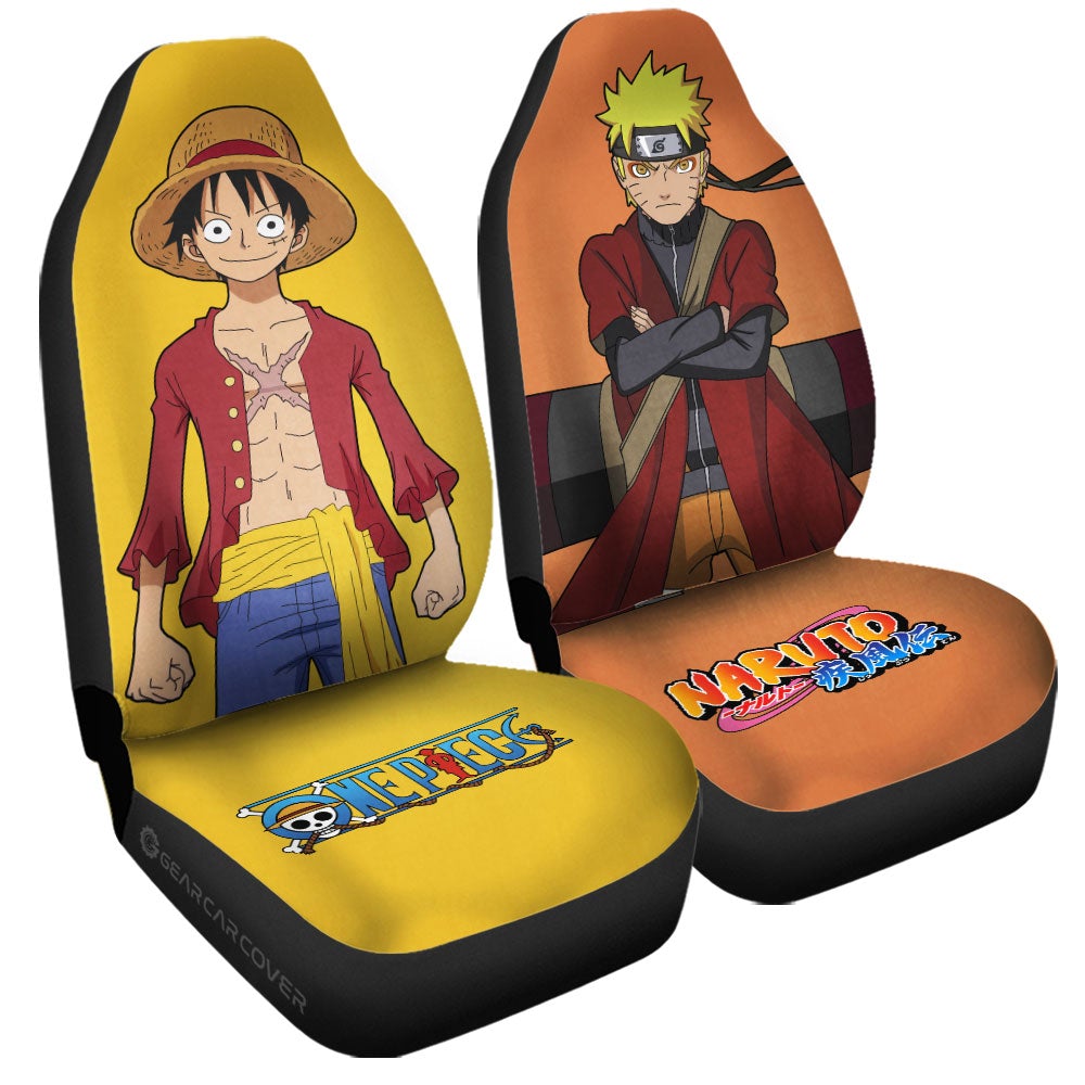 Naruto And Monkey D Luffy Car Seat Covers Custom Main Anime Hero Gifts For Fans