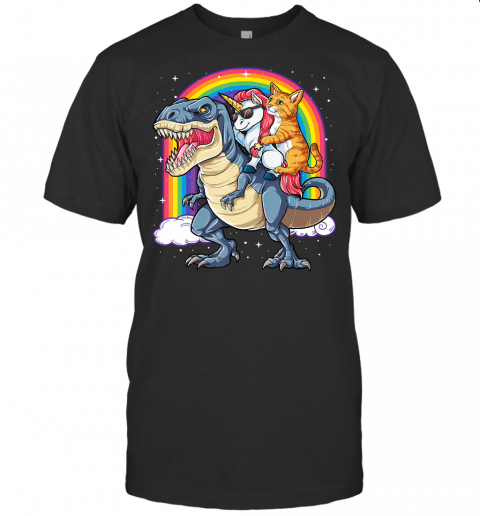 Cat Unicorn Dinosaur T Rex T Shirt Kitten Lover Space Galaxy