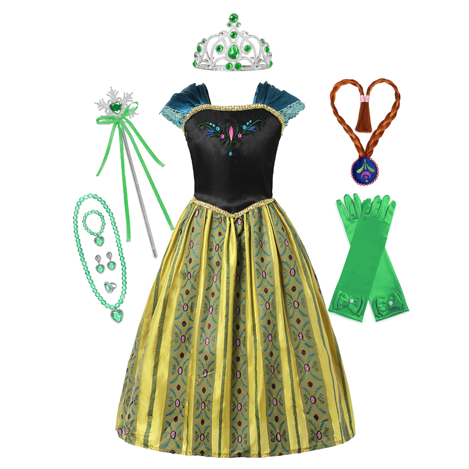 Anna Dress Princess Girls Costume for Kids Party Disfraces Princesa Vestido Ana De Festa Carnaval Fantasia Infantil Meninas JYF alx