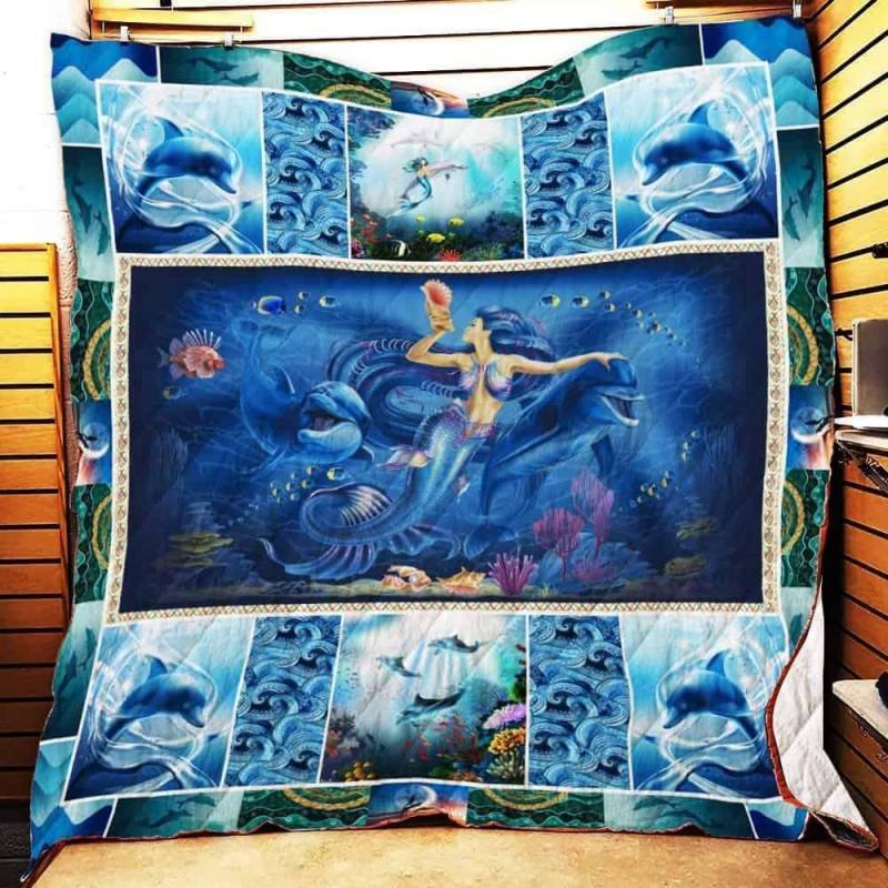 Mermaid With Dolphins Quilt