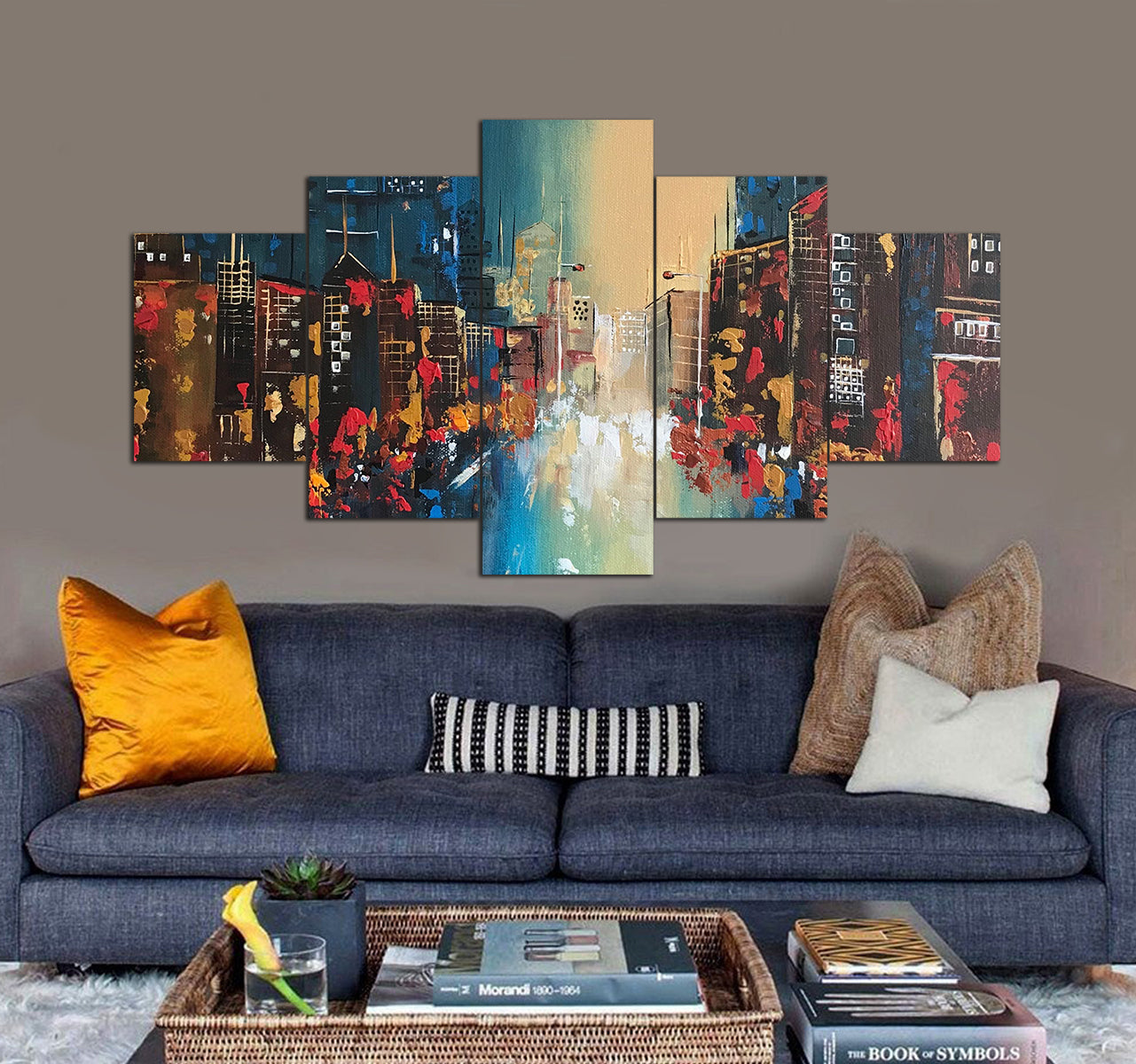 LONDON ABSTRACT NIGHT CITY 3D 5 piece canvas art