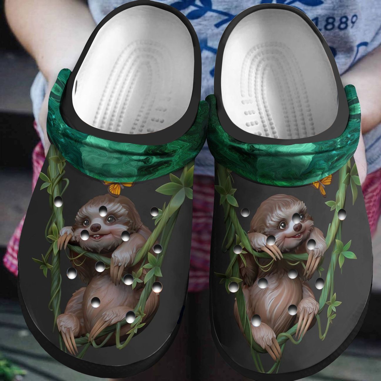 Sloth Personalized Clog, Custom Name, Text, Color, Number Fashion Style For Women, Men, Kid, Print 3D Two Cute Sloths