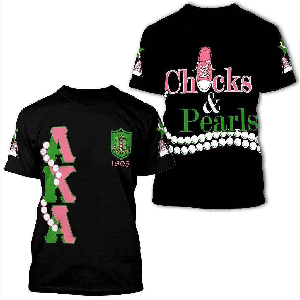 Greeklife T-Shirt – Alpha Kappa Alpha Pearls K.H Chucks And Pearls Tee