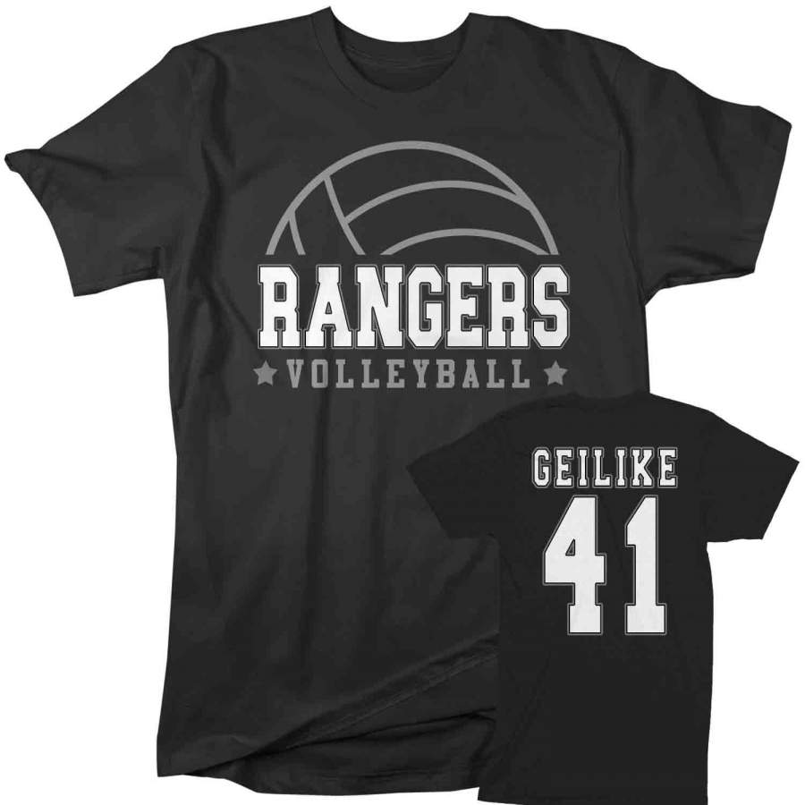 Men’s Personalized Volleyball T Shirt Custom Volleyball Dad Shirt Personalized Volley Rear Printed Custom Shirts