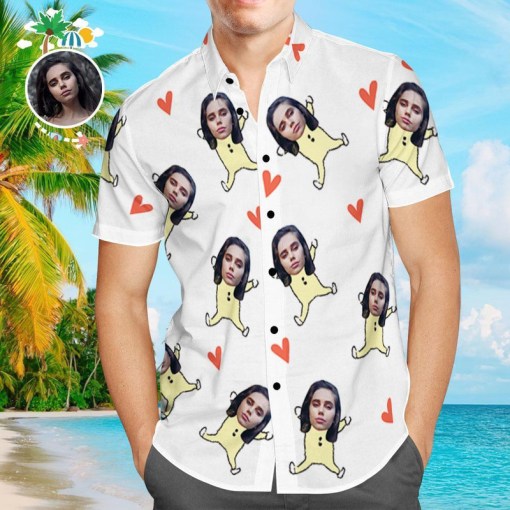 Custom Face Personalized Photo Hawaii Shirts Cute Body Design Aloha Beach Shirt For Men 6261 Ha110077