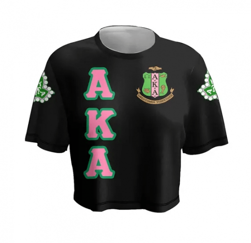 Alpha Kappa Alpha Aka Ivy Emblem Black Crop Top T Shirt